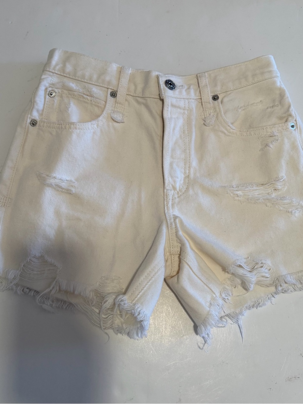 We The Free White Distressed Denim Shorts